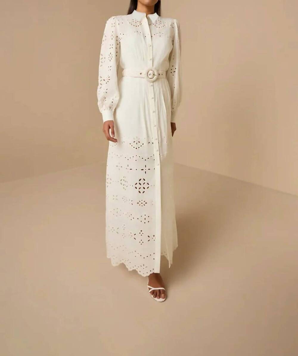 NEW HEMANT & NANDITA adya midi shirt dress in white